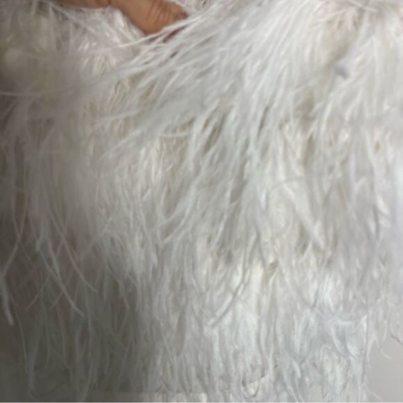 BADGLEY MISCHKA Feather Belted Midi Dress in WHITE Strapless MISSING BELT Size 8 - Picture 15 of 15